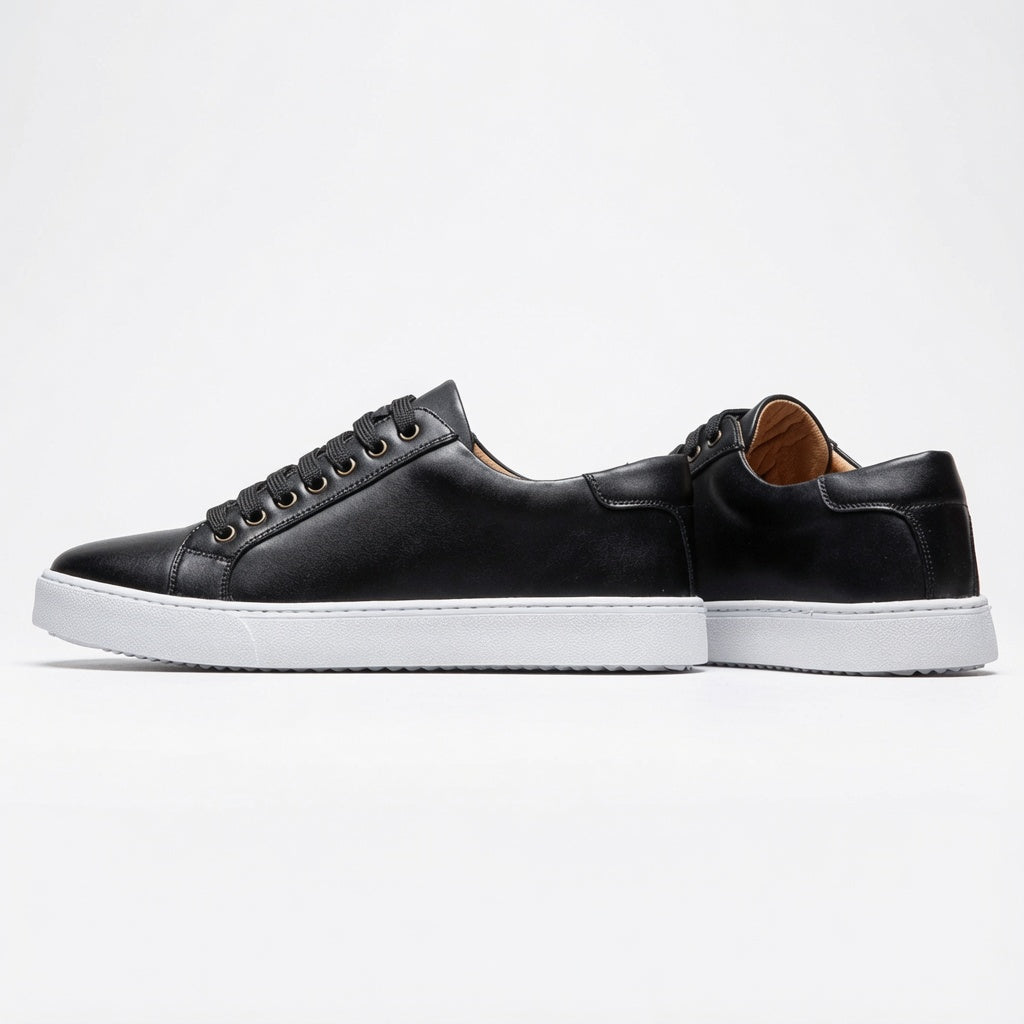 Męskie skórzane sneakersy sznurowane w stylu smart casual