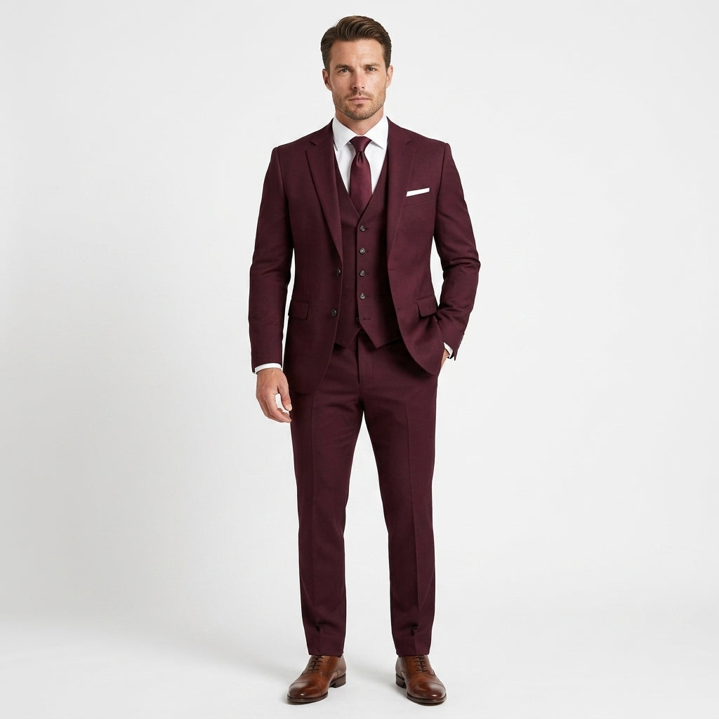 Garnitur męski trzyczęściowy slim fit na wesele i do pracy