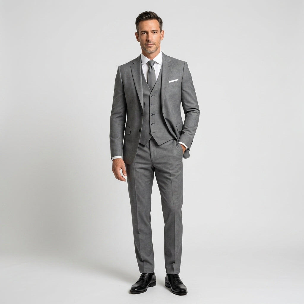 Elegancki męski garnitur trzyczęściowy | Marynarka, kamizelka i spodnie slim fit