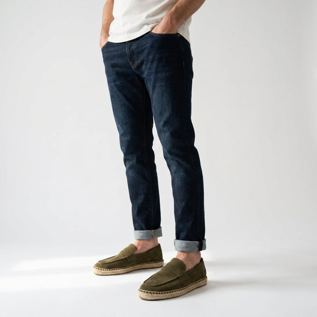 Zamszowe Loafersy Męskie w Stylu Espadryli