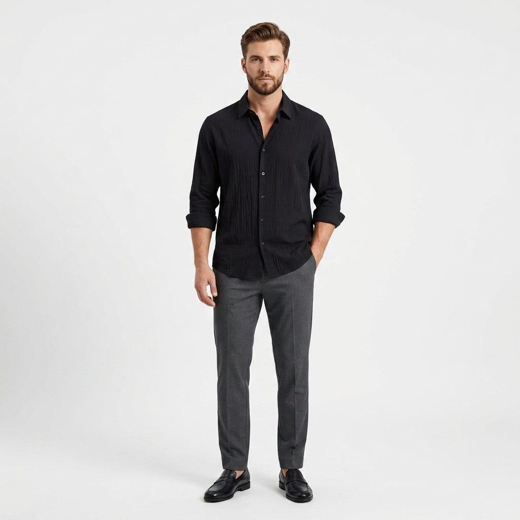 Koszula męska z długim rękawem klasyczna niemnąca się