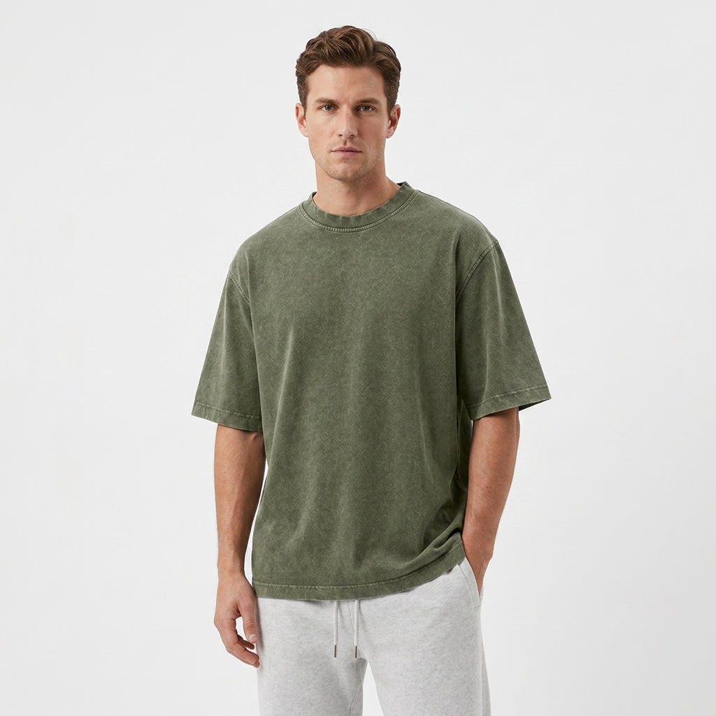 T-shirt męski oversize z bawełny | Krótki rękaw | Relaksowy krój