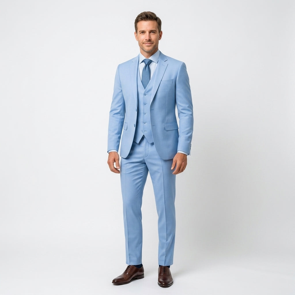 Elegancki męski garnitur trzyczęściowy | Marynarka, kamizelka i spodnie slim fit