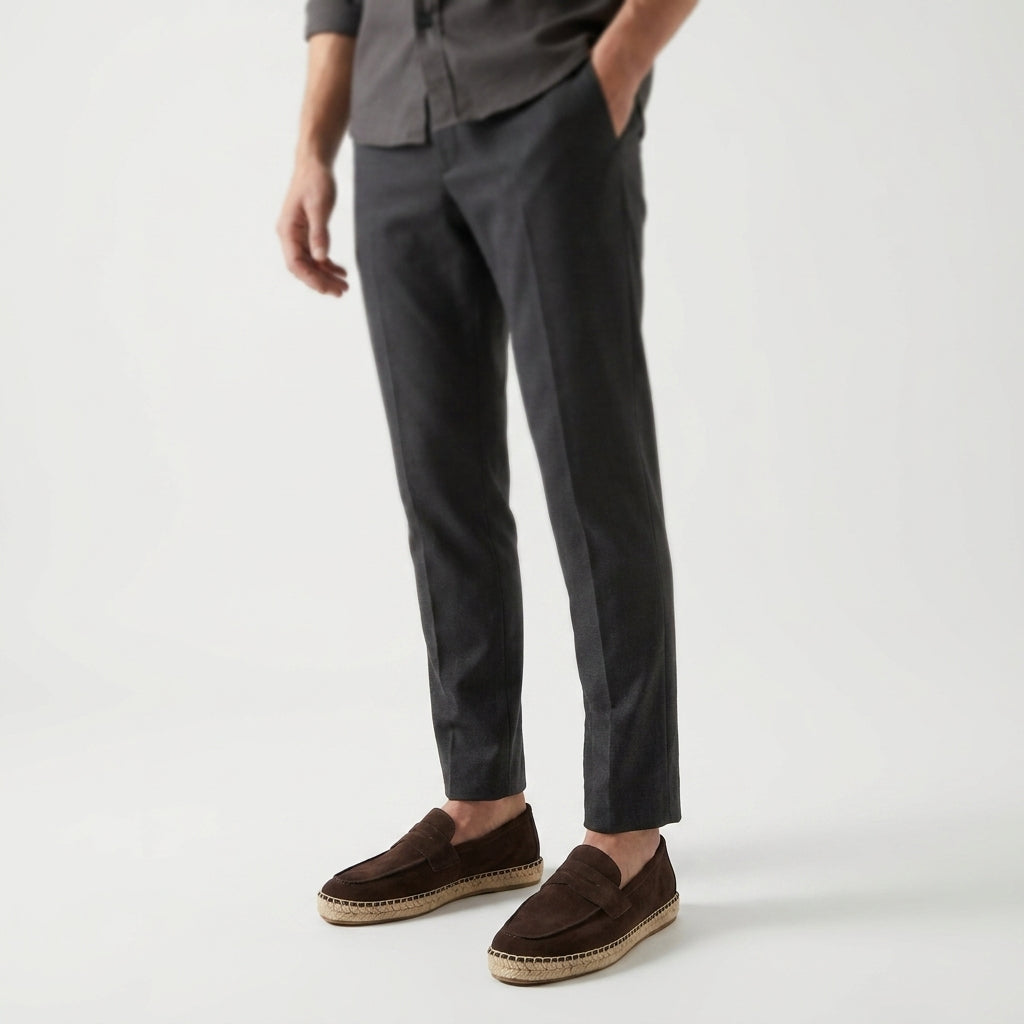 Zamszowe Loafersy Męskie w Stylu Espadryli
