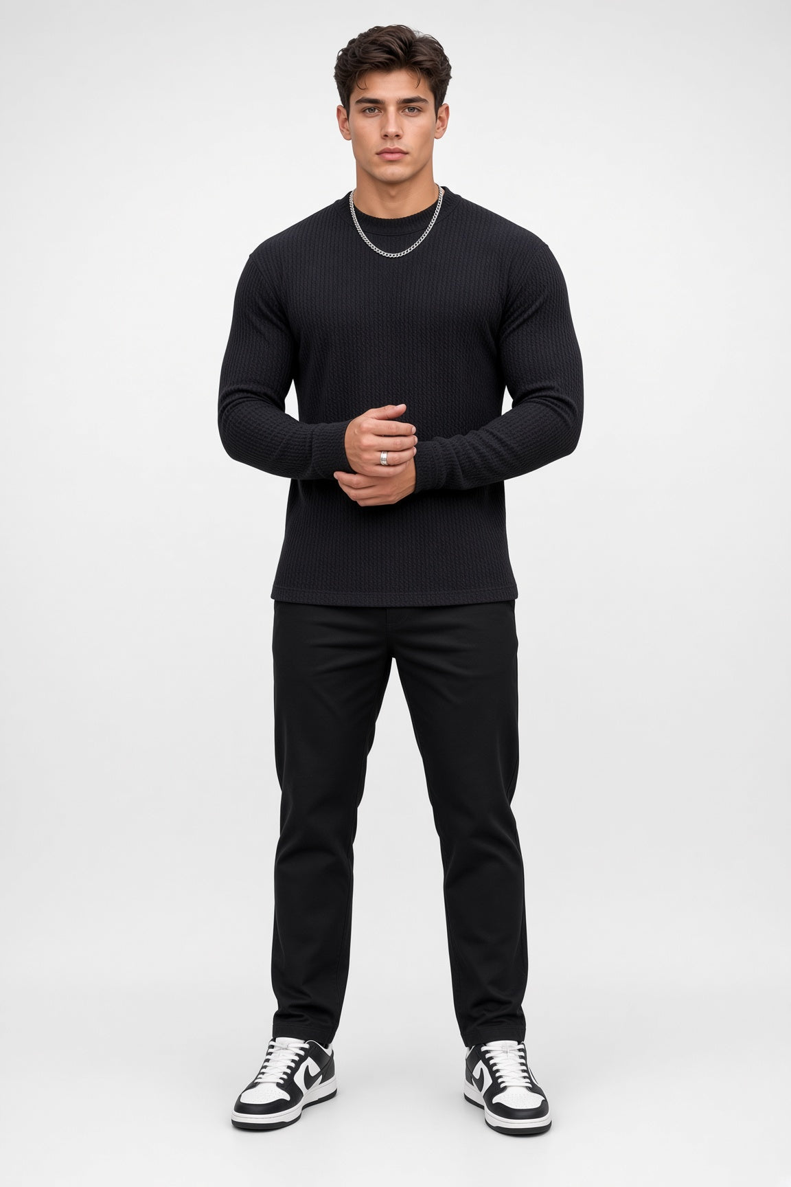 Longsleeve męski teksturowany na co dzień