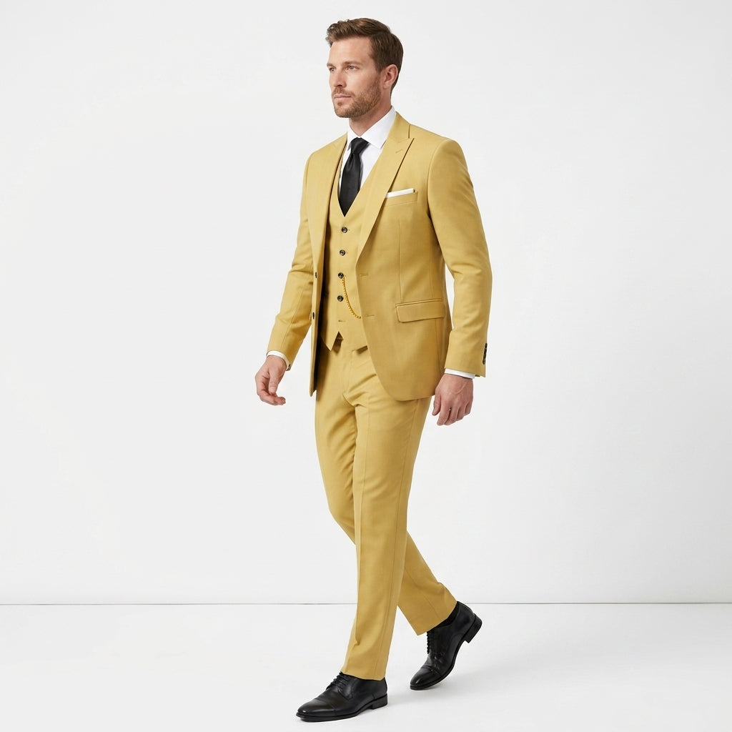 Garnitur męski trzyczęściowy slim fit na wesele i do pracy