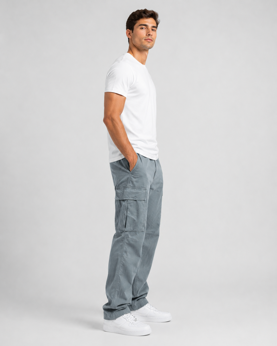 Męskie spodnie cargo relaxed fit z wieloma kieszeniami