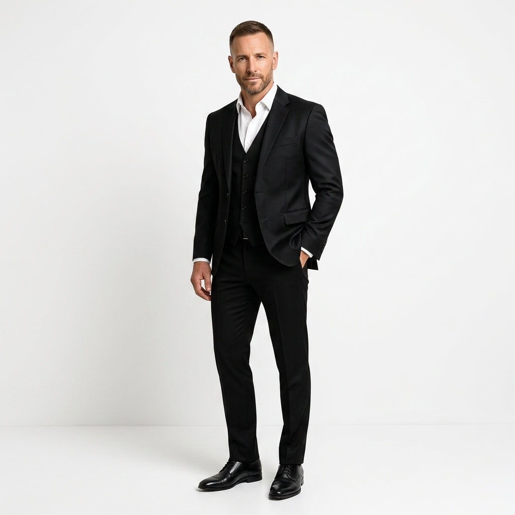 Elegancki męski garnitur trzyczęściowy | Marynarka, kamizelka i spodnie slim fit