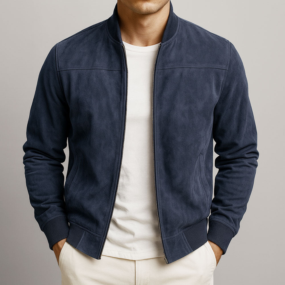 Kurtka zamszowa bomber | Dopasowany krój | Ponadczasowy design