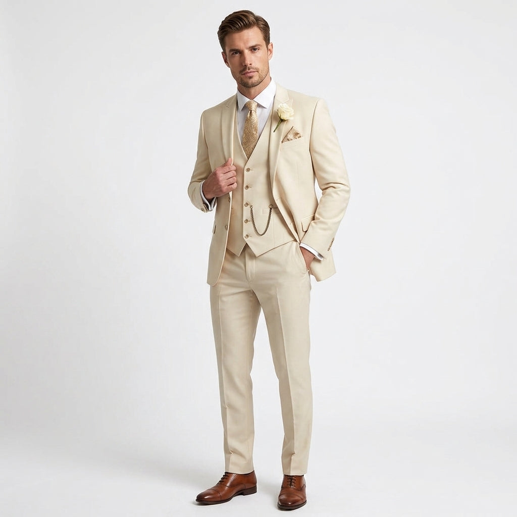 Garnitur męski trzyczęściowy slim fit na wesele i do pracy