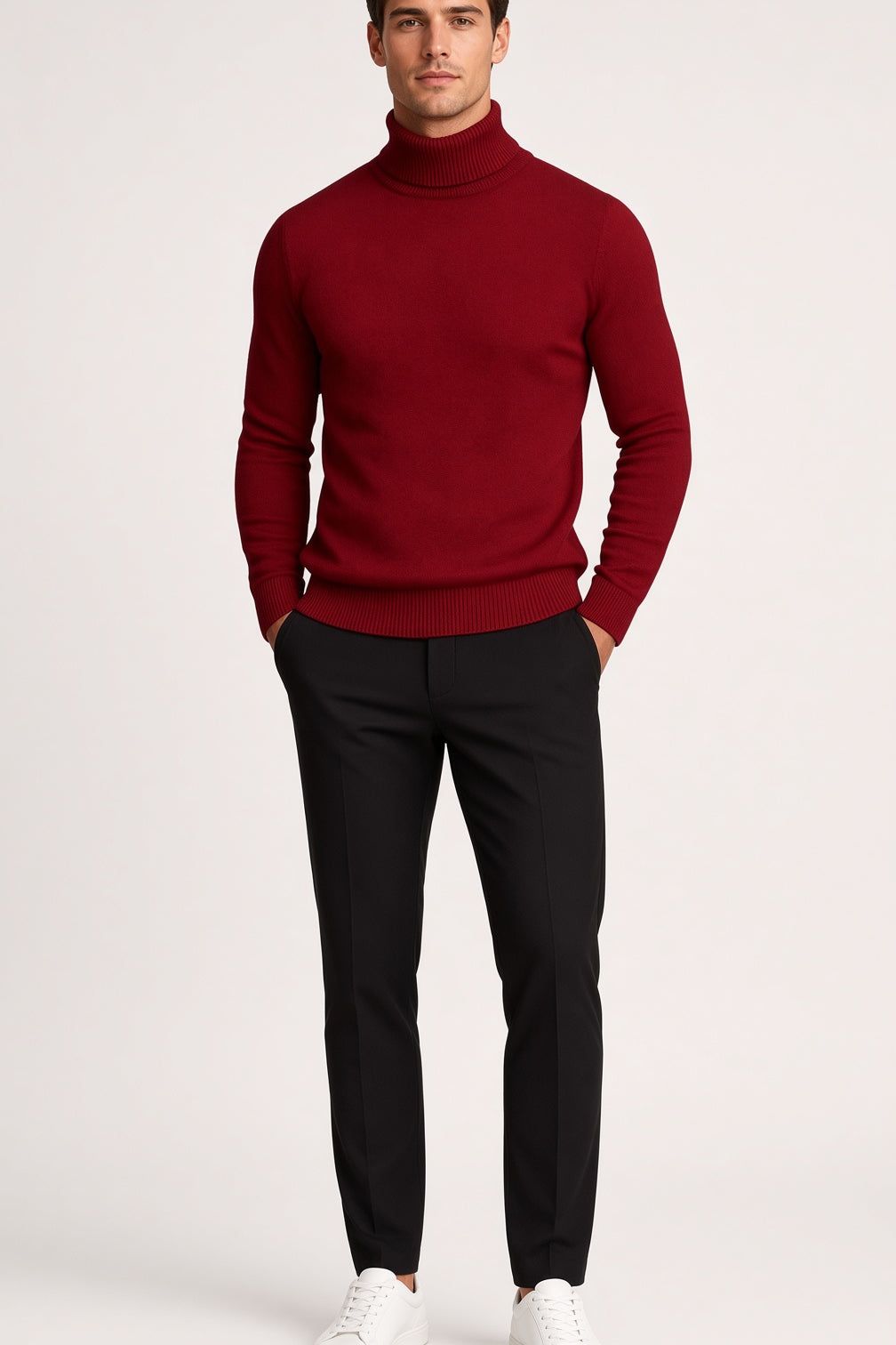 Sweter z wełny merino z wysokim kołnierzem