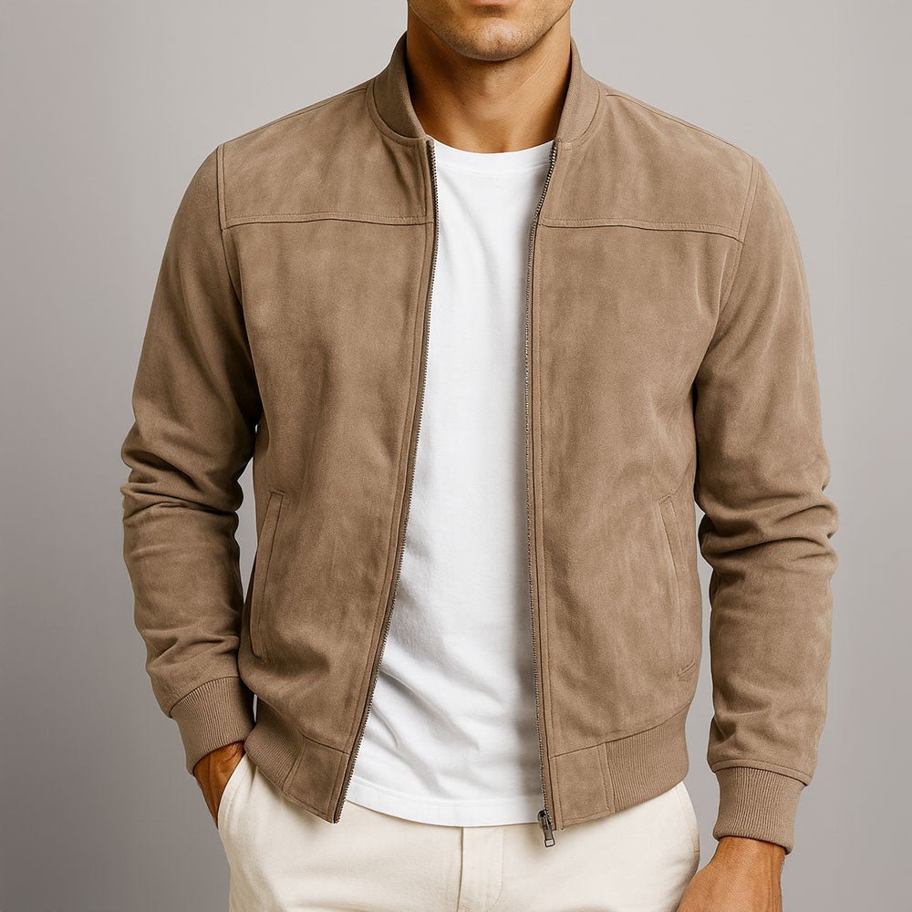 Kurtka zamszowa bomber | Dopasowany krój | Ponadczasowy design