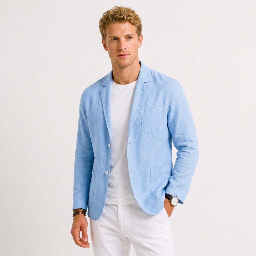 Lniana marynarka męska luźna na lato casual i smart casual