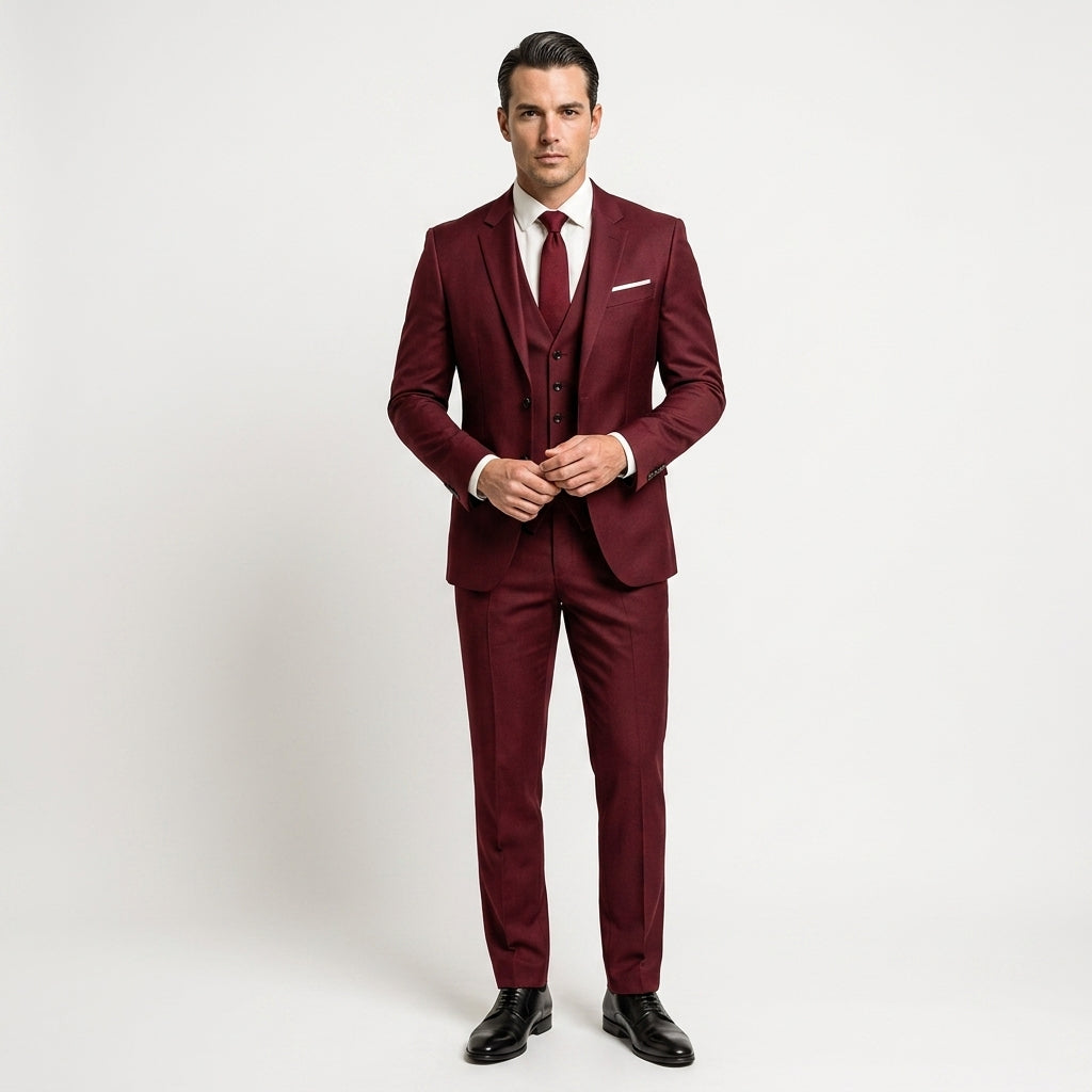 Elegancki męski garnitur trzyczęściowy | Marynarka, kamizelka i spodnie slim fit