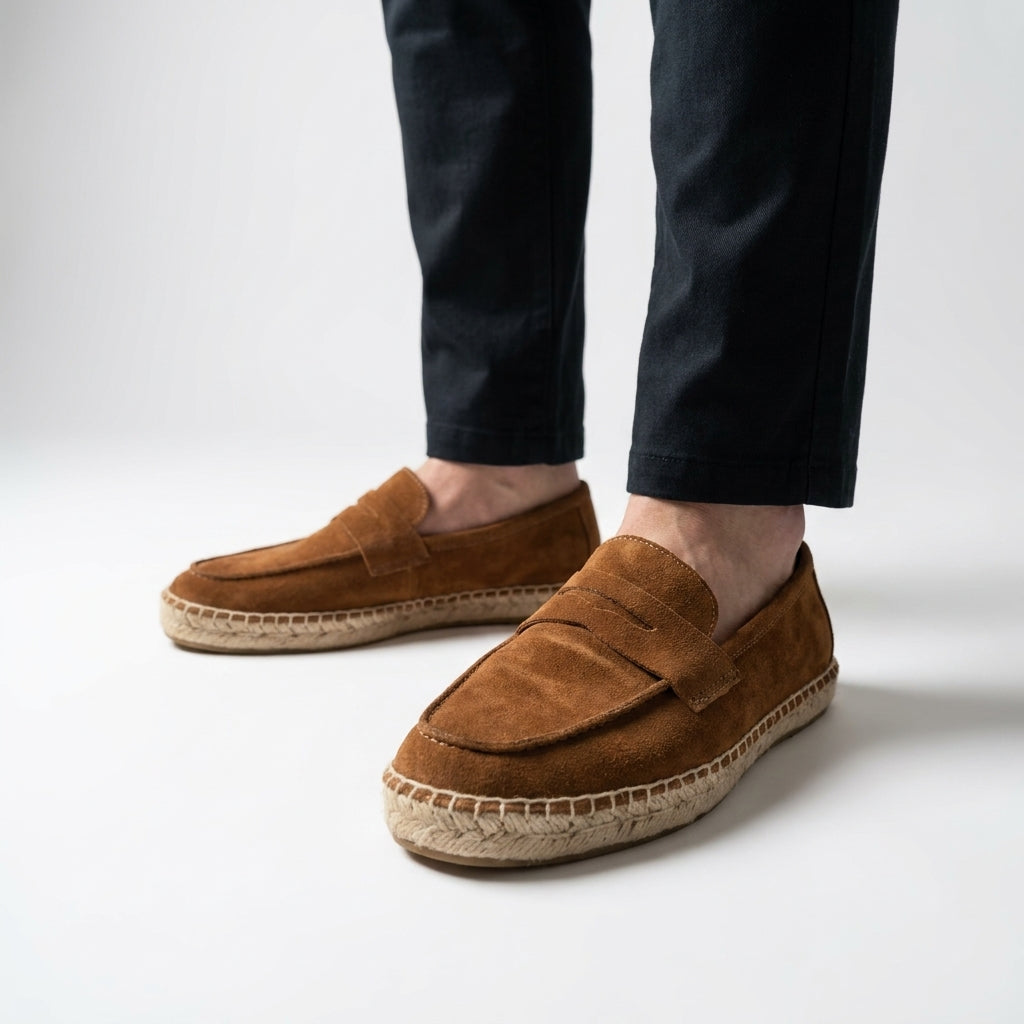 Zamszowe Loafersy Męskie w Stylu Espadryli