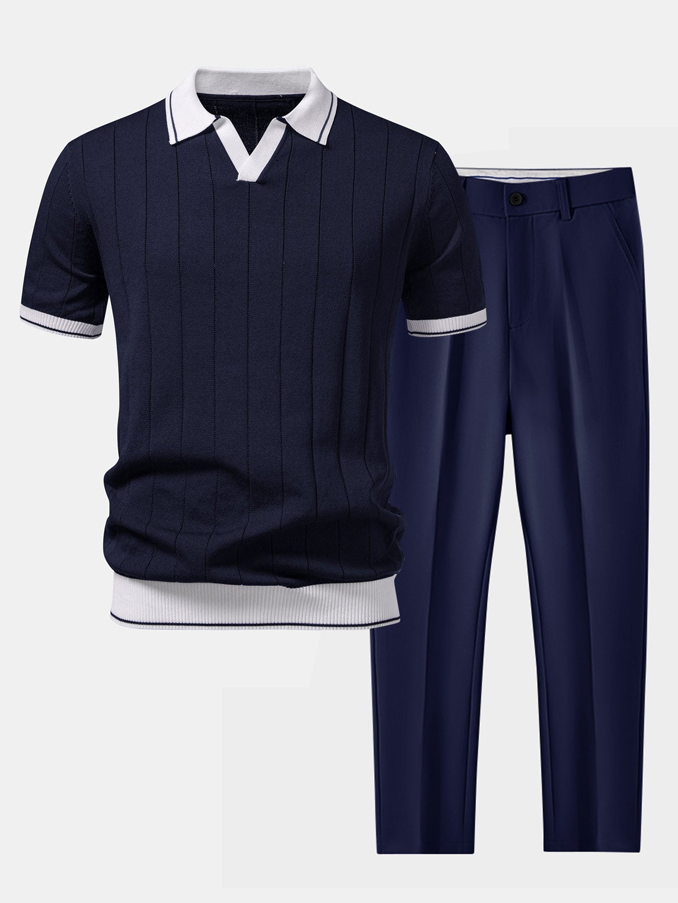 Męski Elegancki Komplet Polo i Spodni