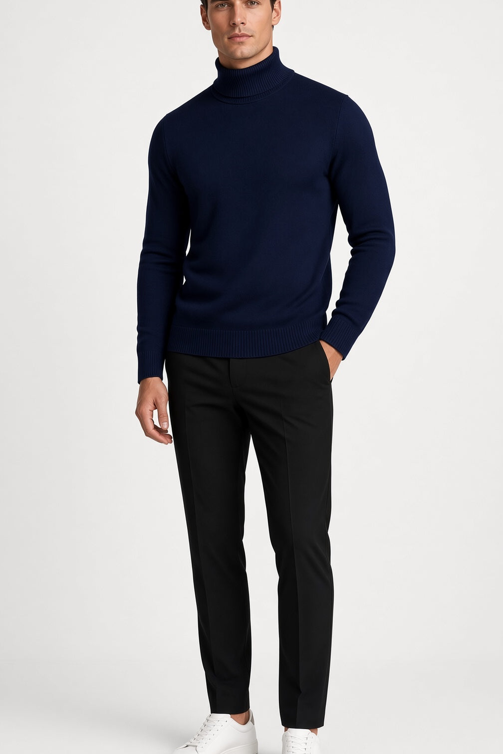 Sweter z wełny merino z wysokim kołnierzem