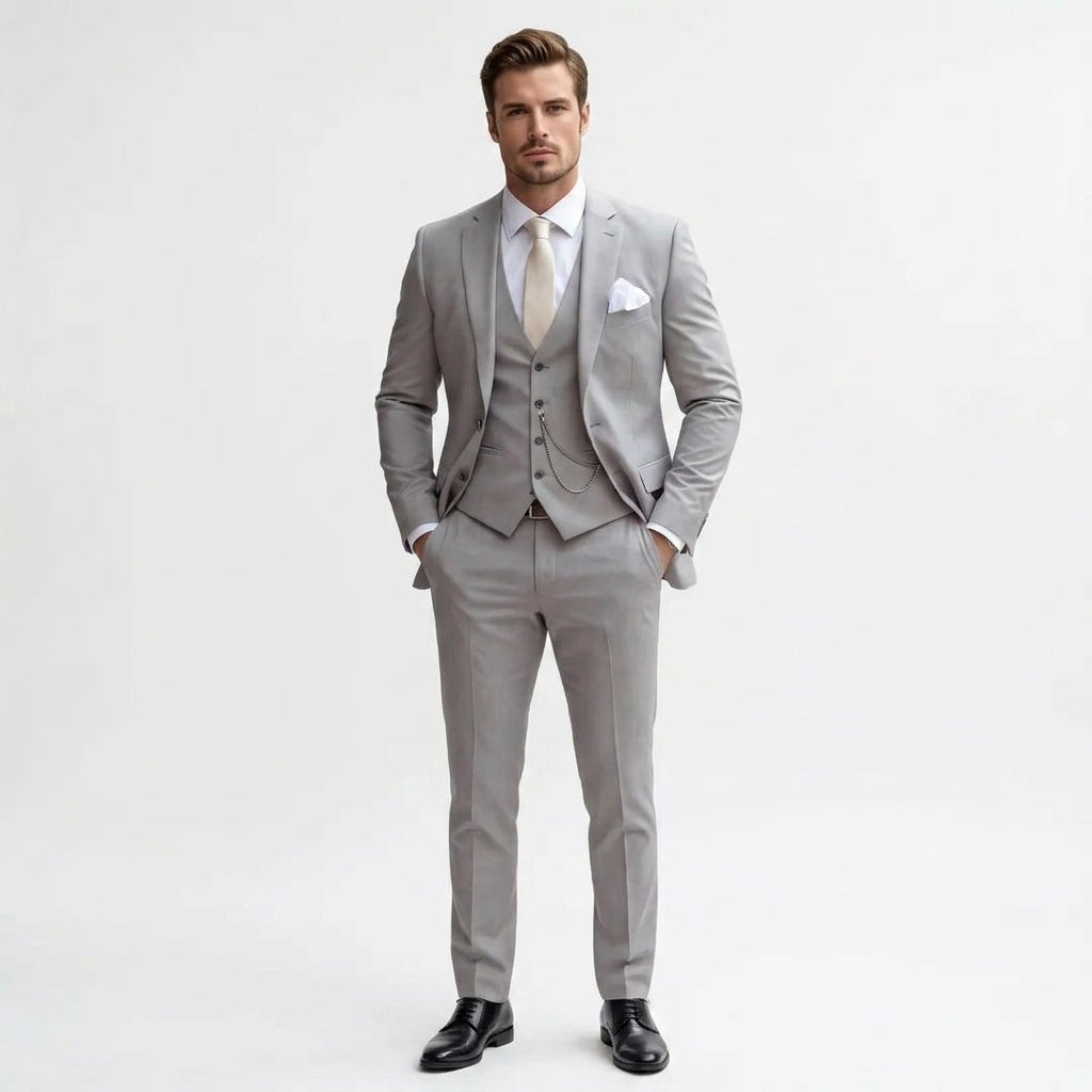 Garnitur męski trzyczęściowy slim fit na wesele i do pracy