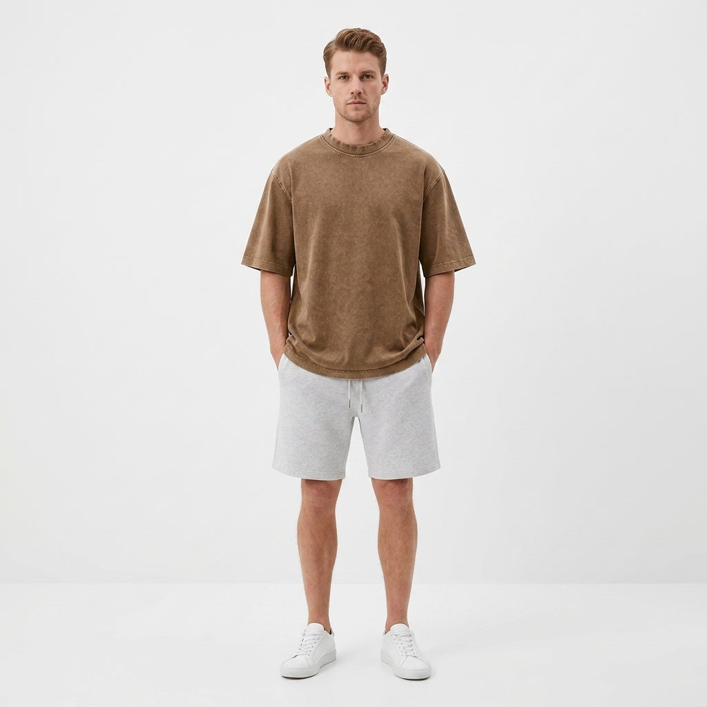 T-shirt męski oversize z bawełny | Krótki rękaw | Relaksowy krój