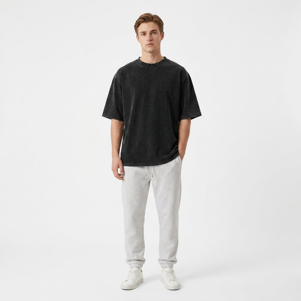 T-shirt męski oversize z bawełny | Krótki rękaw | Relaksowy krój