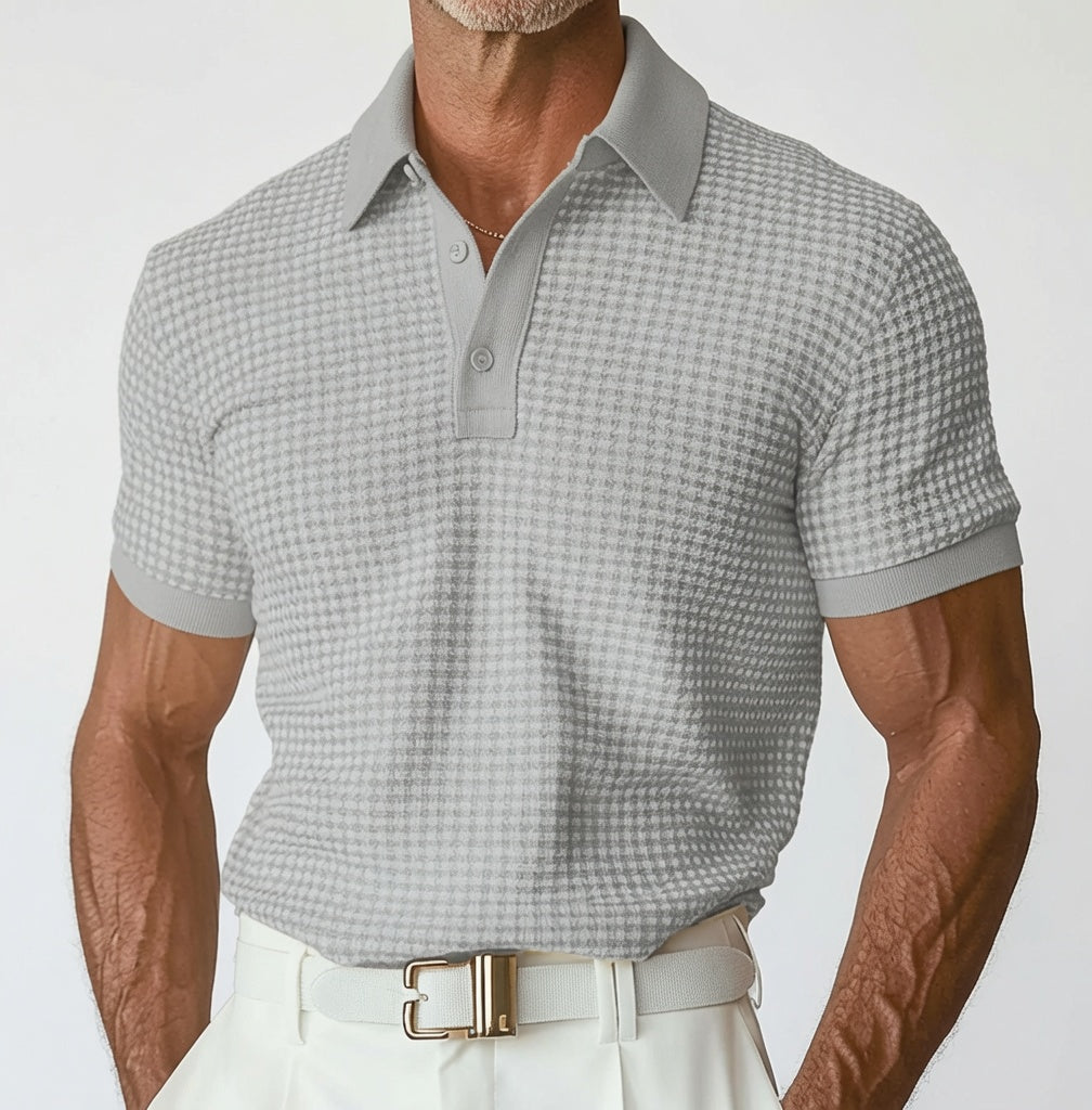 Męska koszulka polo slim fit w subtelną kratkę