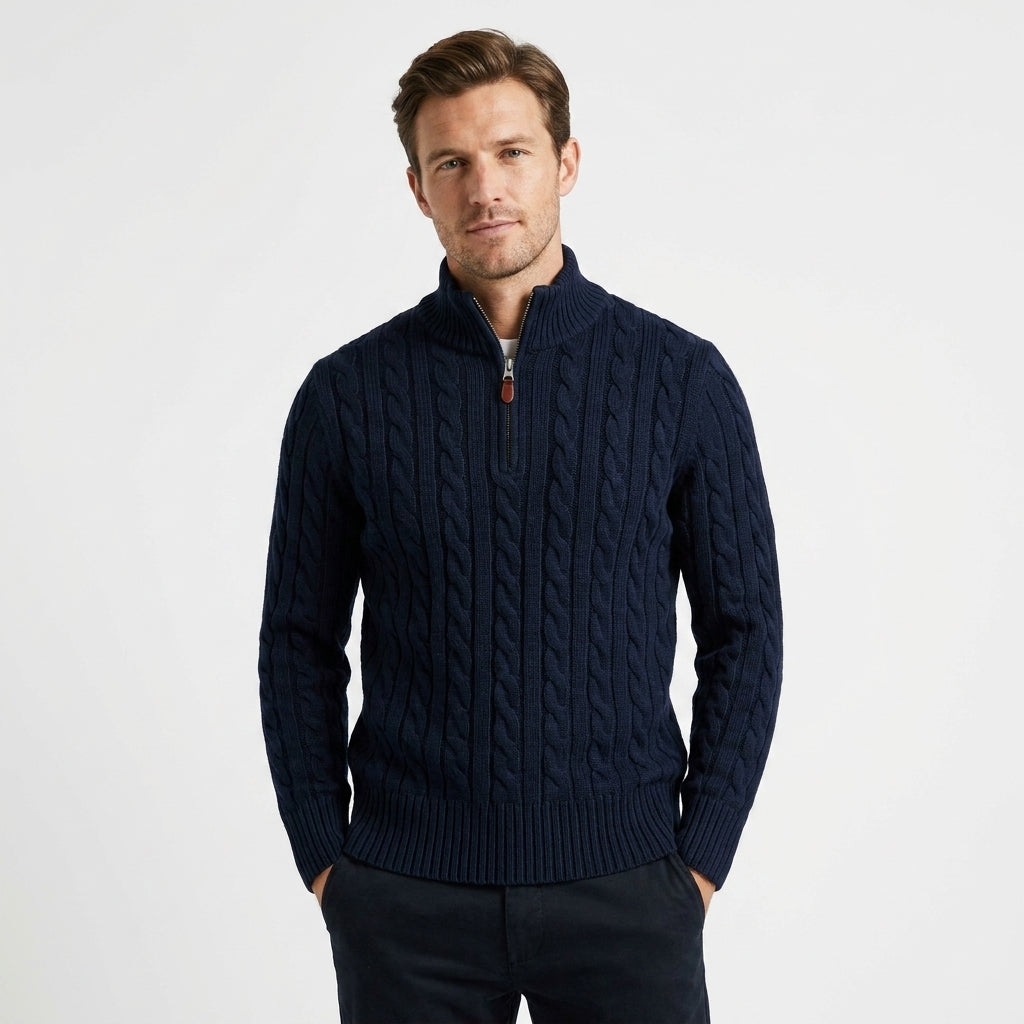 Męski sweter half-zip slim fit