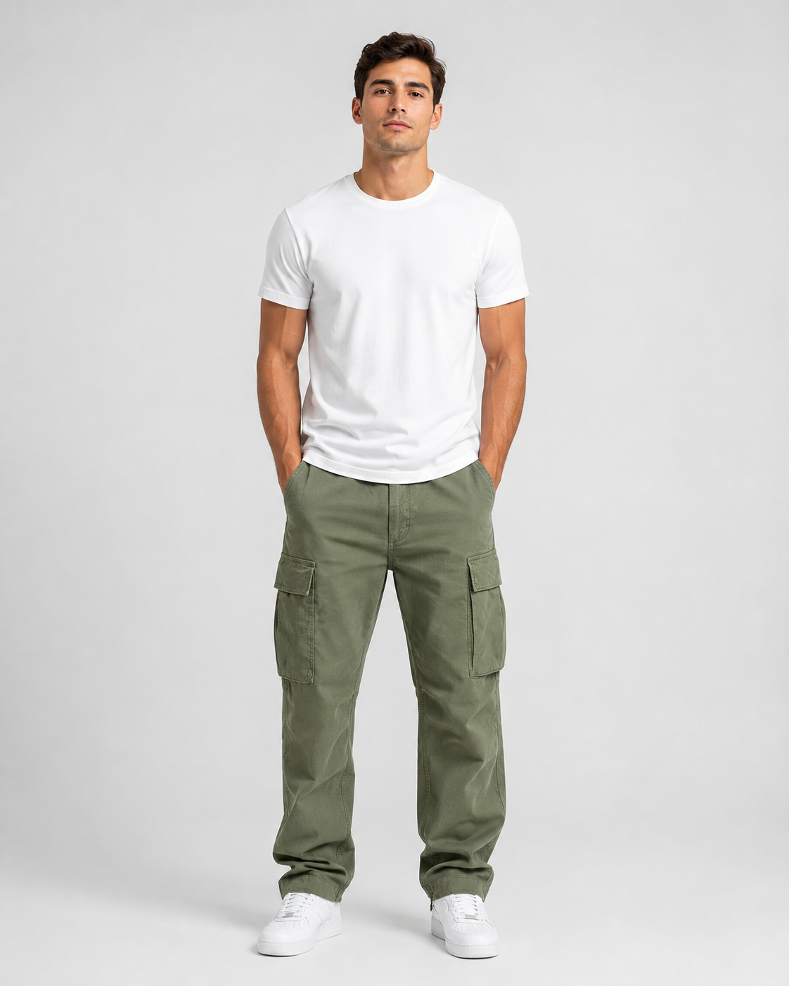 Męskie spodnie cargo relaxed fit z wieloma kieszeniami