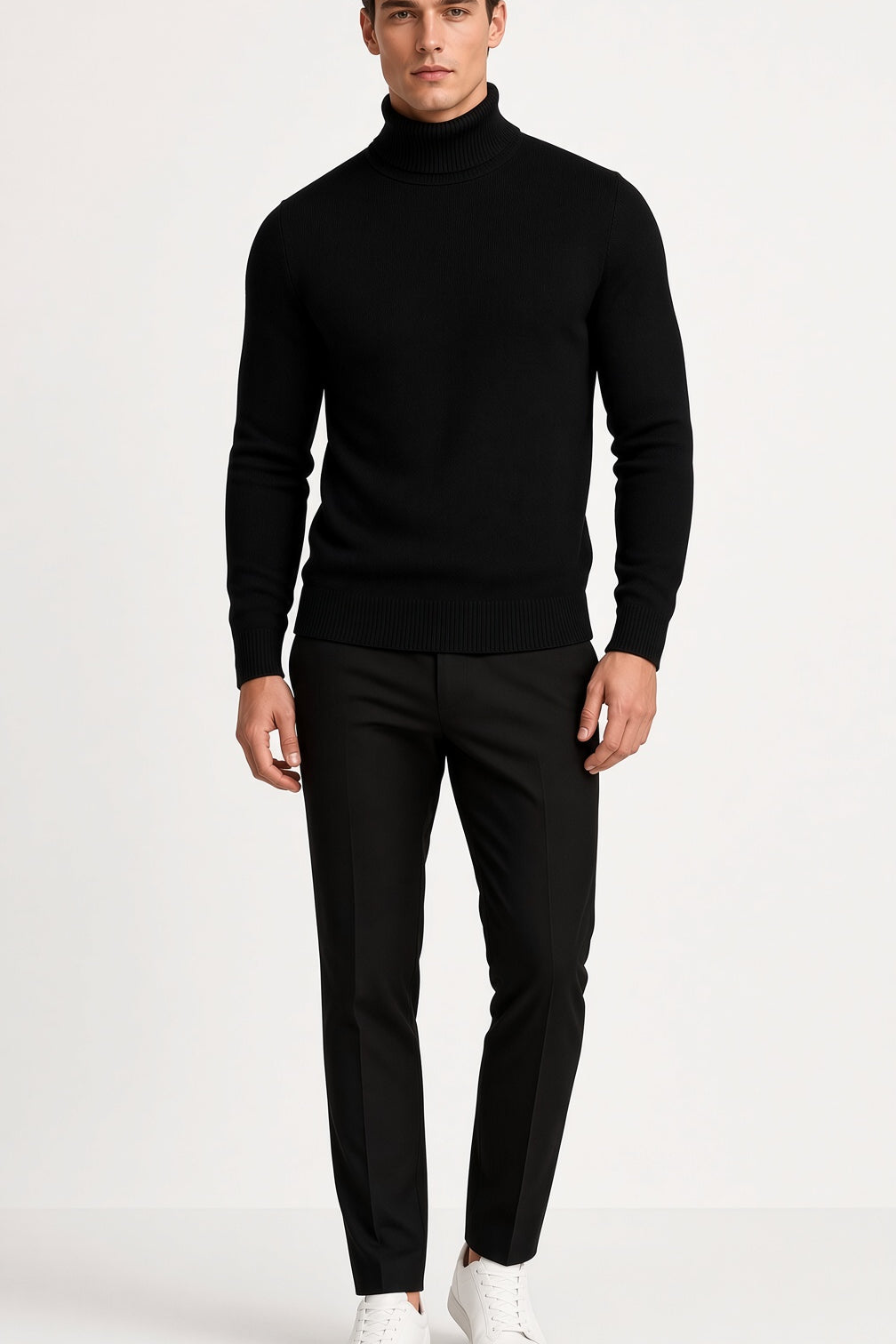Sweter z wełny merino z wysokim kołnierzem