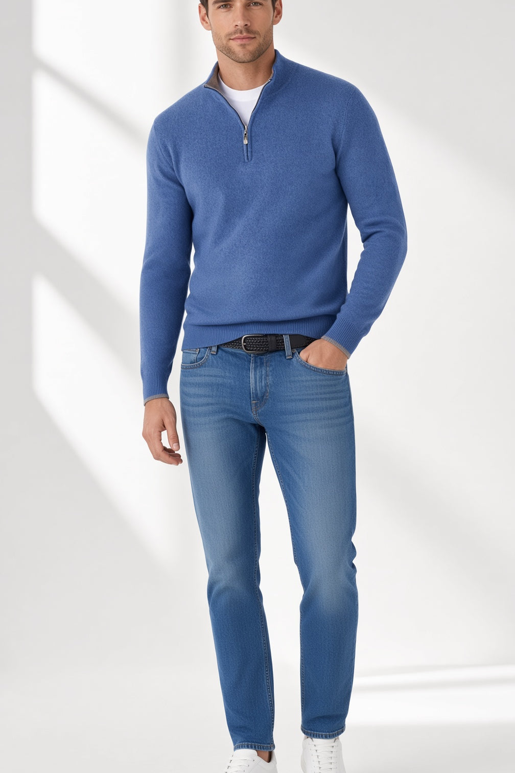 Elegancki męski sweter z zamkiem
