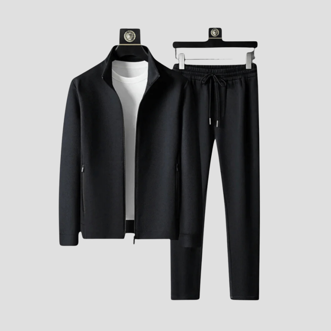 Męski komplet dresowy slim fit z kurtką na zamek