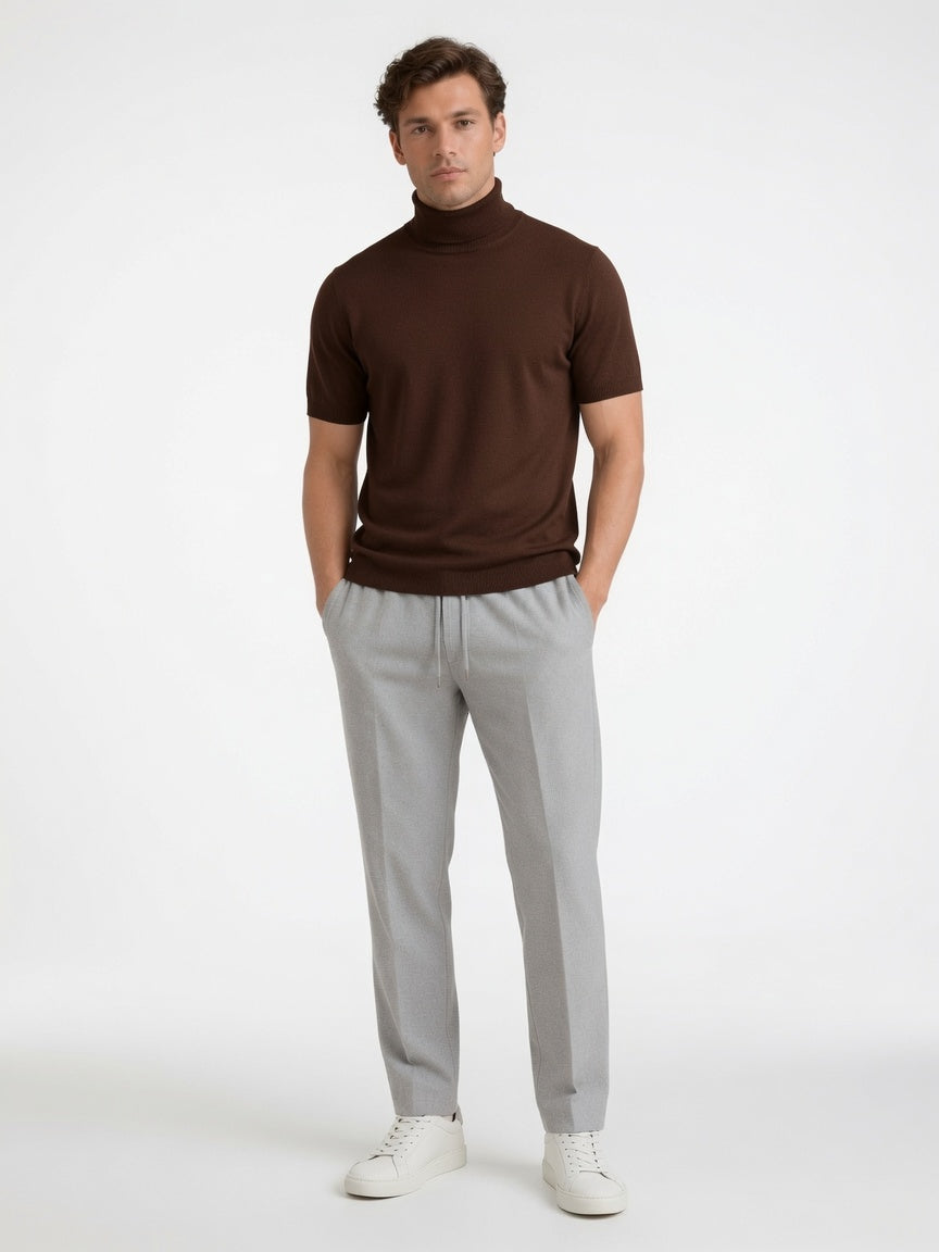 Koszulka Męska Turtleneck Krótki Rękaw
