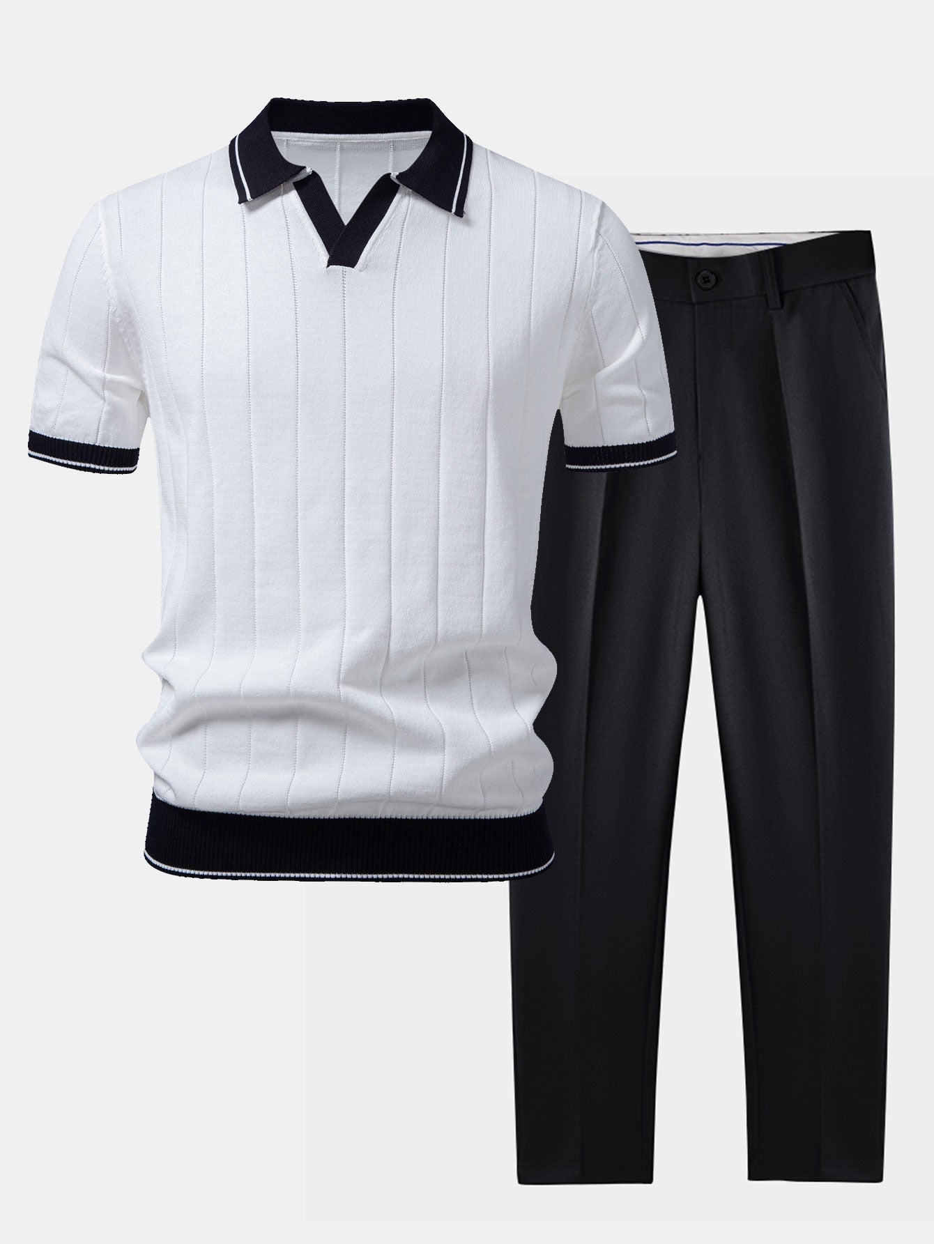 Męski Elegancki Komplet Polo i Spodni