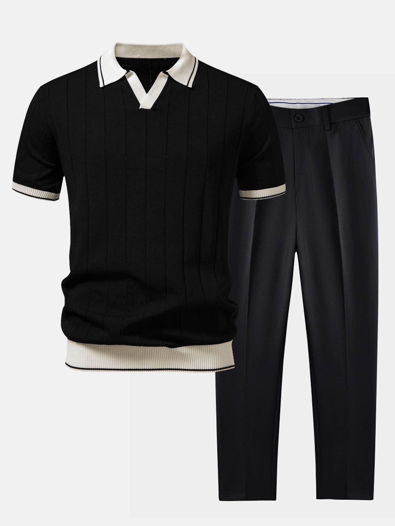 Męski Elegancki Komplet Polo i Spodni
