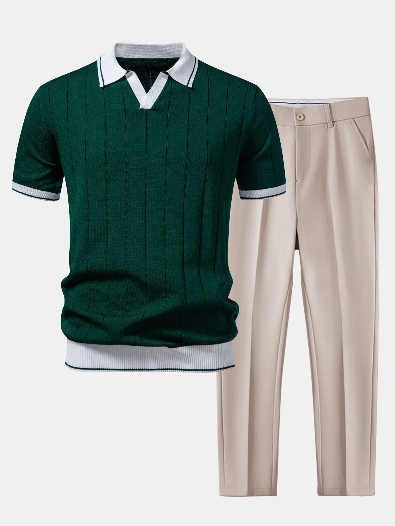 Męski Elegancki Komplet Polo i Spodni