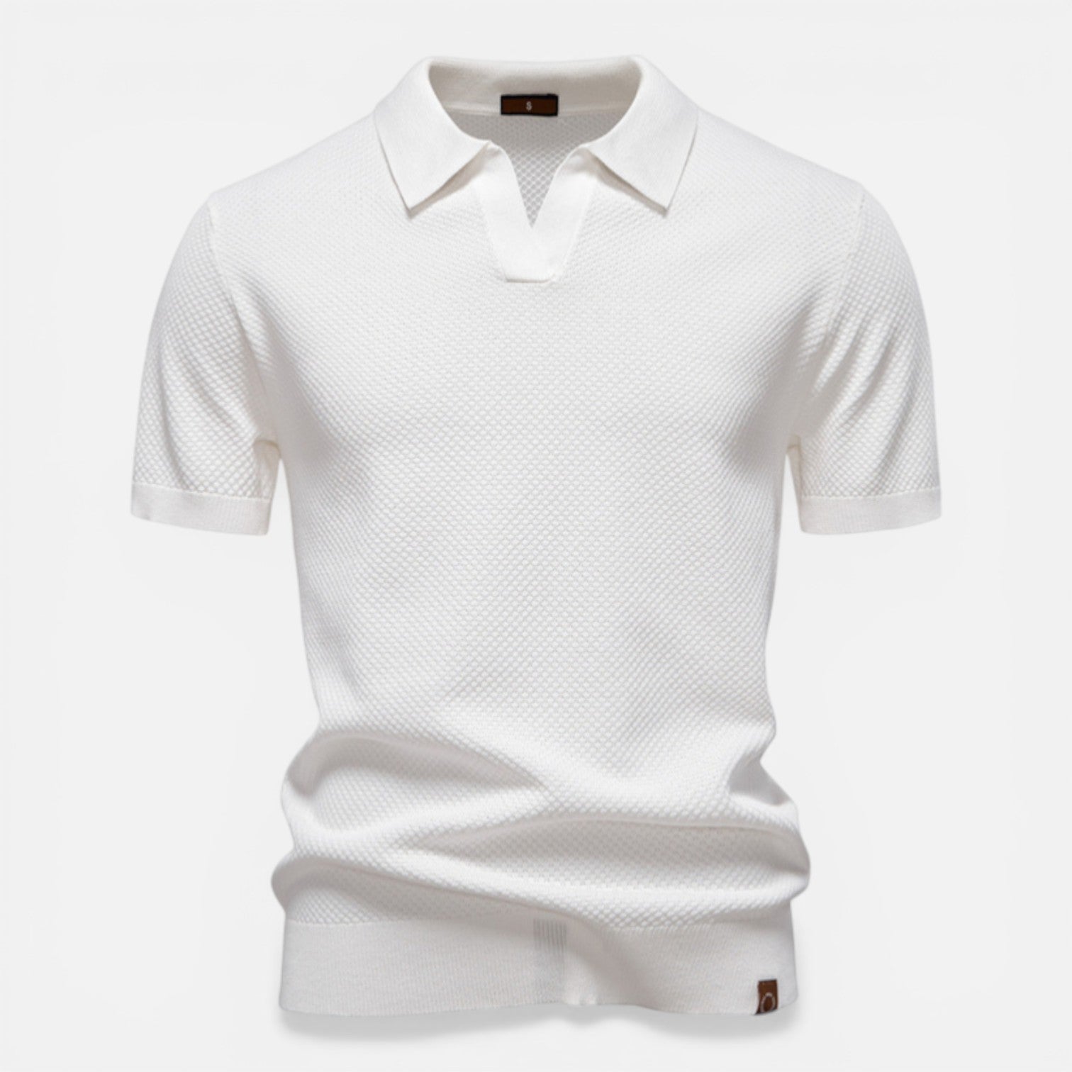Męska teksturowana koszulka polo slim fit z lekkiej dzianiny