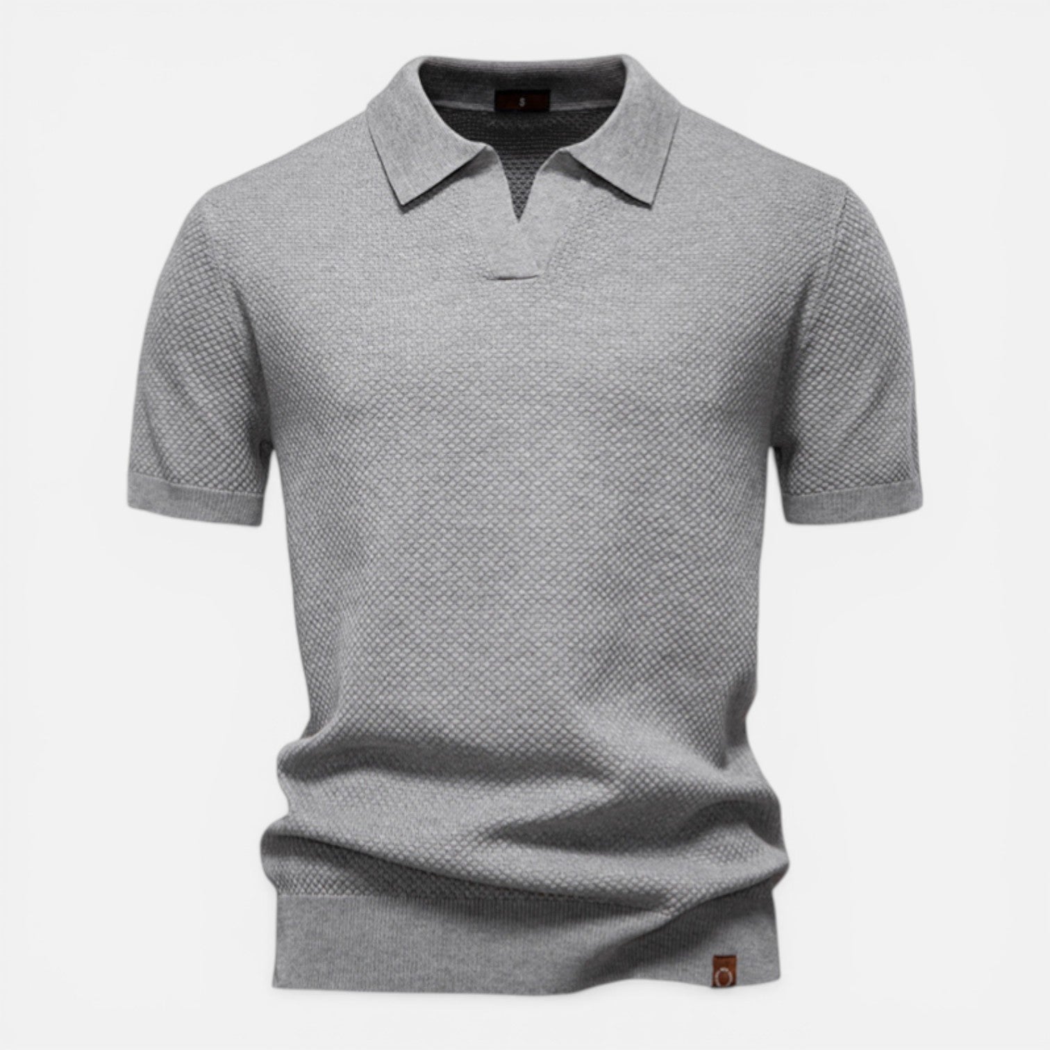 Męska teksturowana koszulka polo slim fit z lekkiej dzianiny