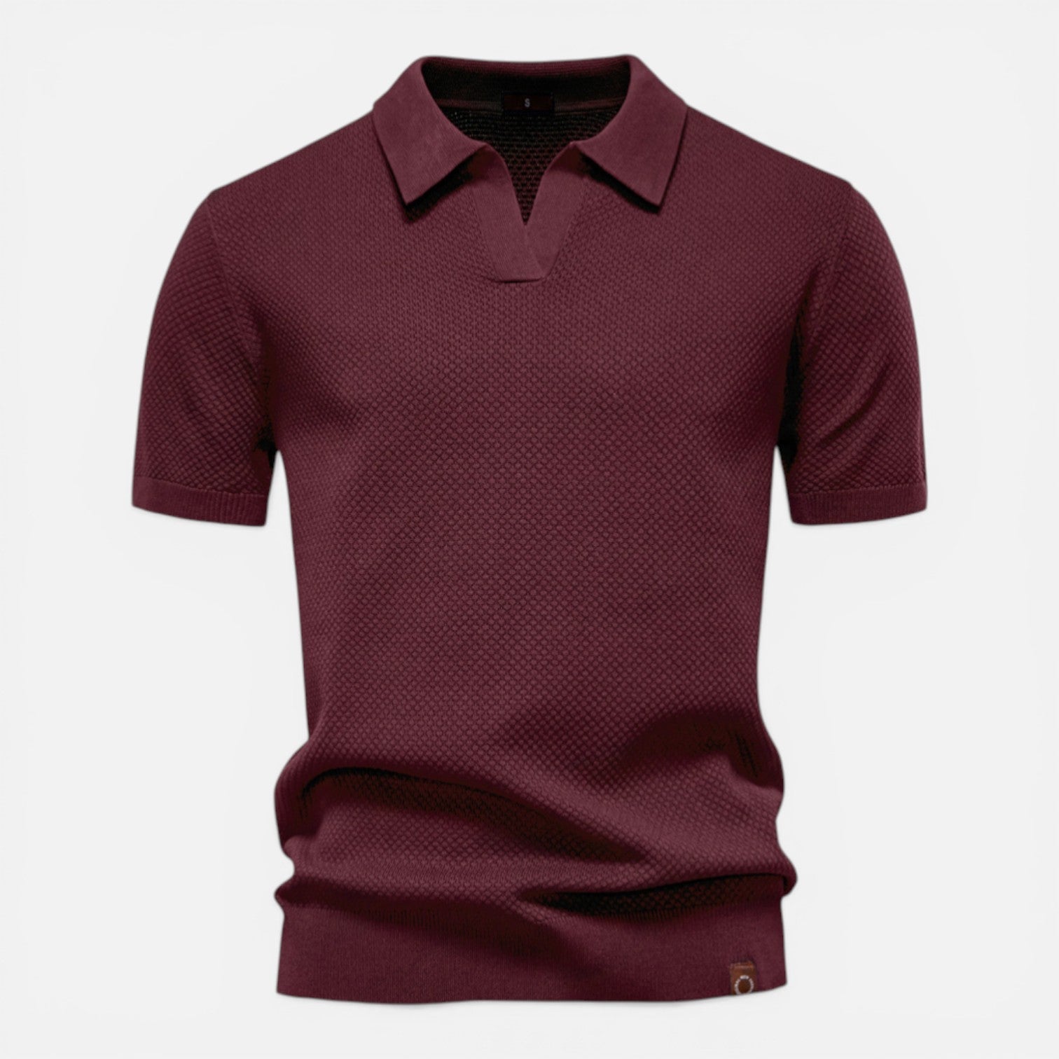 Męska teksturowana koszulka polo slim fit z lekkiej dzianiny
