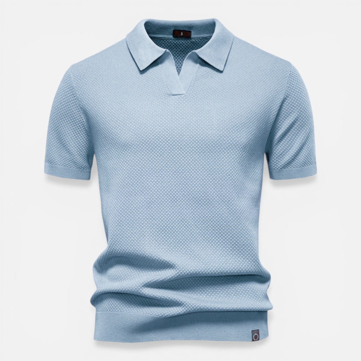 Męska teksturowana koszulka polo slim fit z lekkiej dzianiny