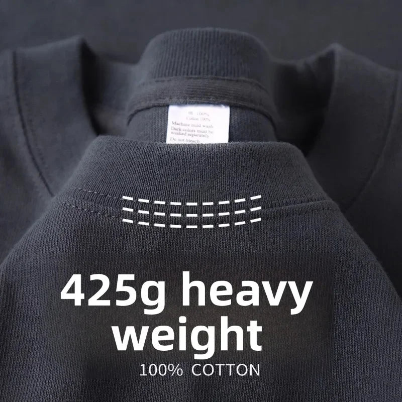 Gruby t-shirt męski bawełniany z krótkim rękawem
