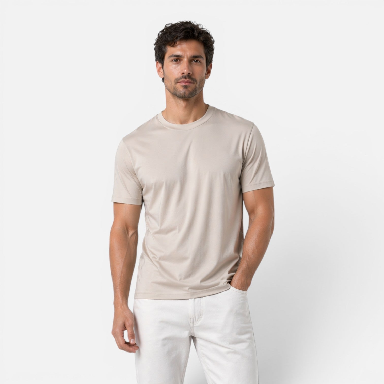 Męski Lekki T-shirt Chłodzący z Okrągłym Dekoltem