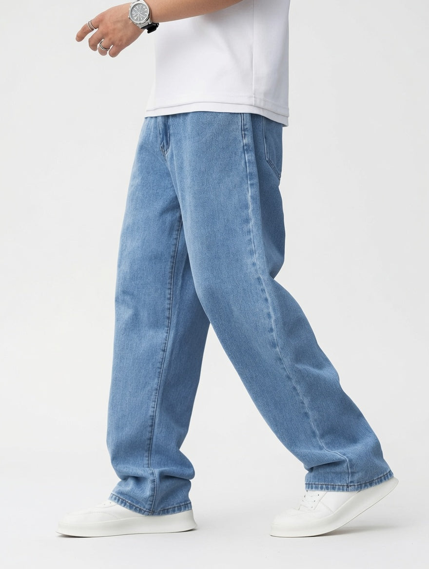 Męskie jeansy straight leg ze średnim stanem