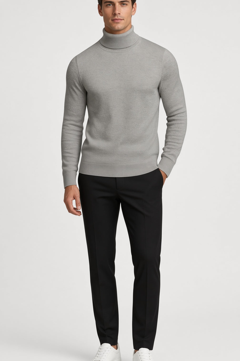 Sweter z wełny merino z wysokim kołnierzem