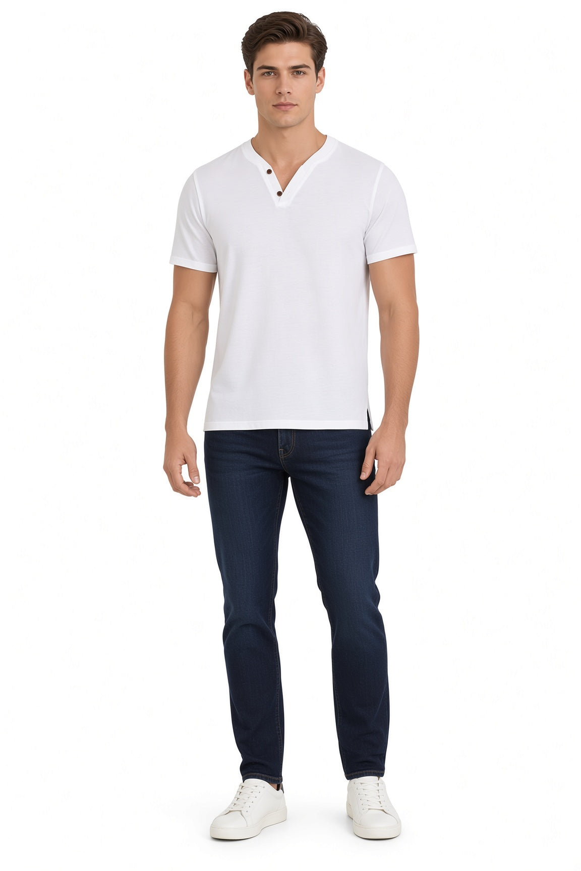 Koszulka henley męska z krótkim rękawem elegancka