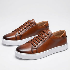 Męskie skórzane sneakersy sznurowane w stylu smart casual