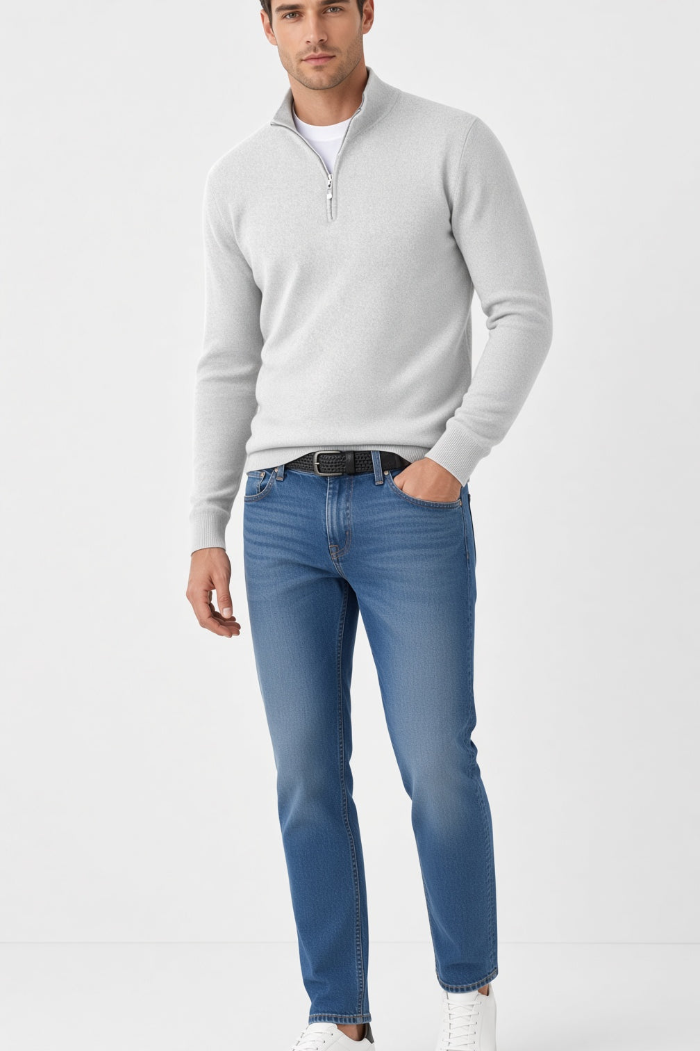 Elegancki męski sweter z zamkiem
