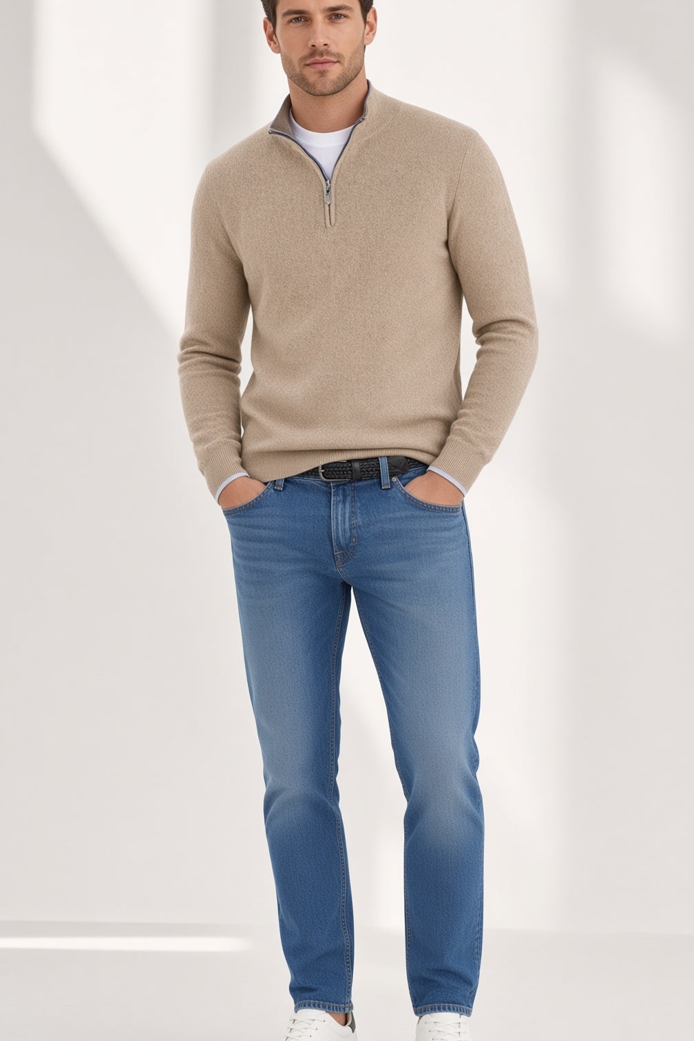 Elegancki męski sweter z zamkiem