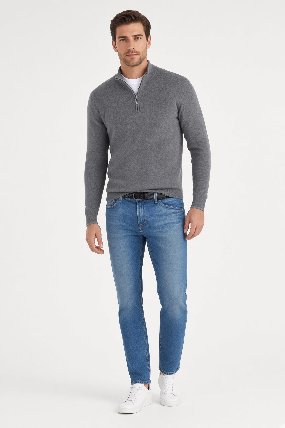Elegancki męski sweter z zamkiem