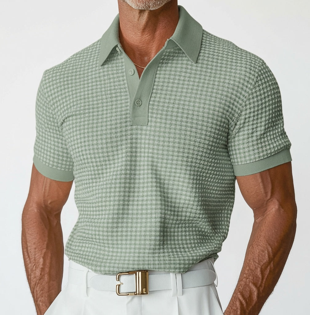 Męska koszulka polo slim fit w subtelną kratkę