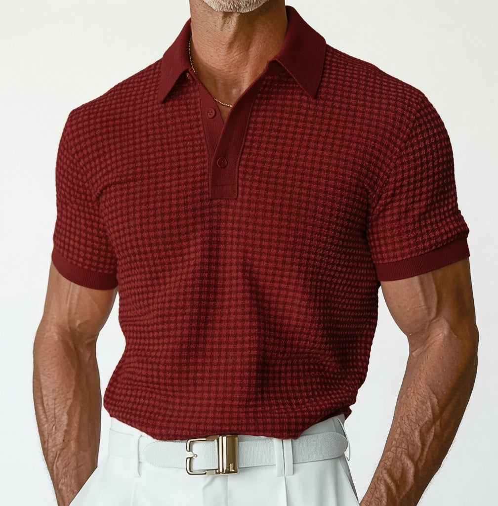 Męska koszulka polo slim fit w subtelną kratkę
