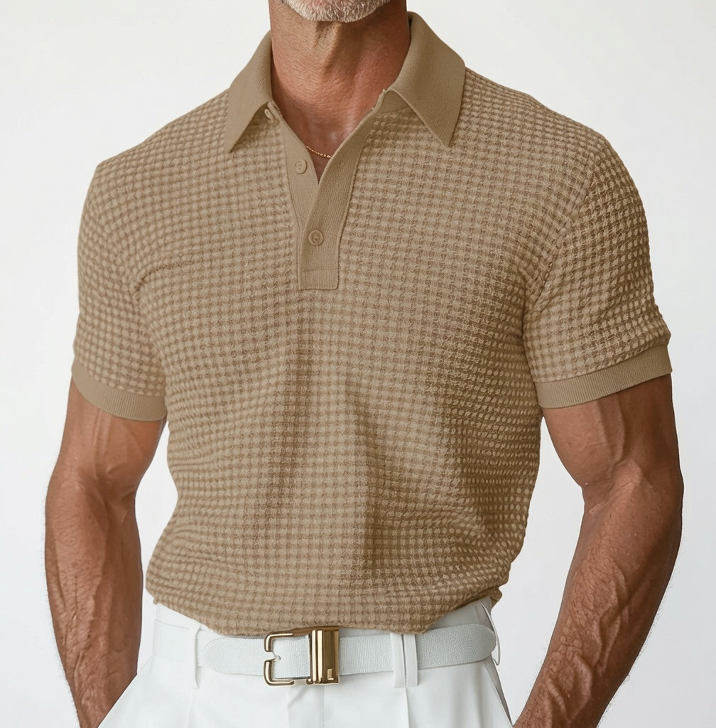 Męska koszulka polo slim fit w subtelną kratkę